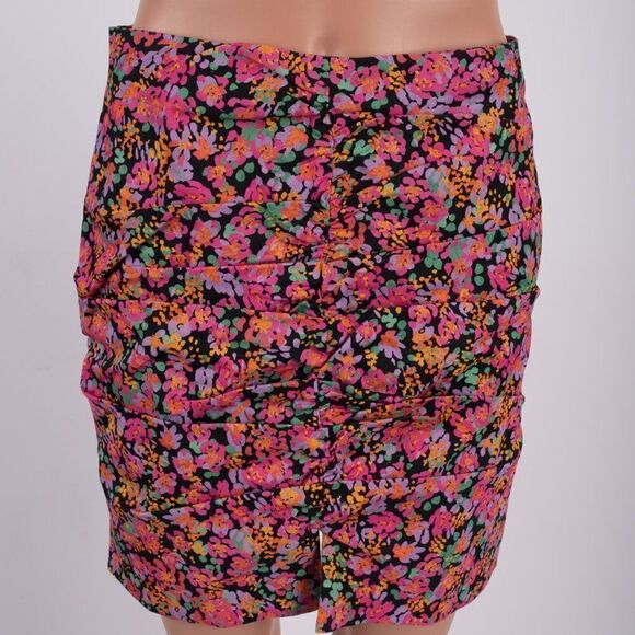 Zara Womens Mini Skirt Draped Ruched M Pink Black - Picture 1 of 8